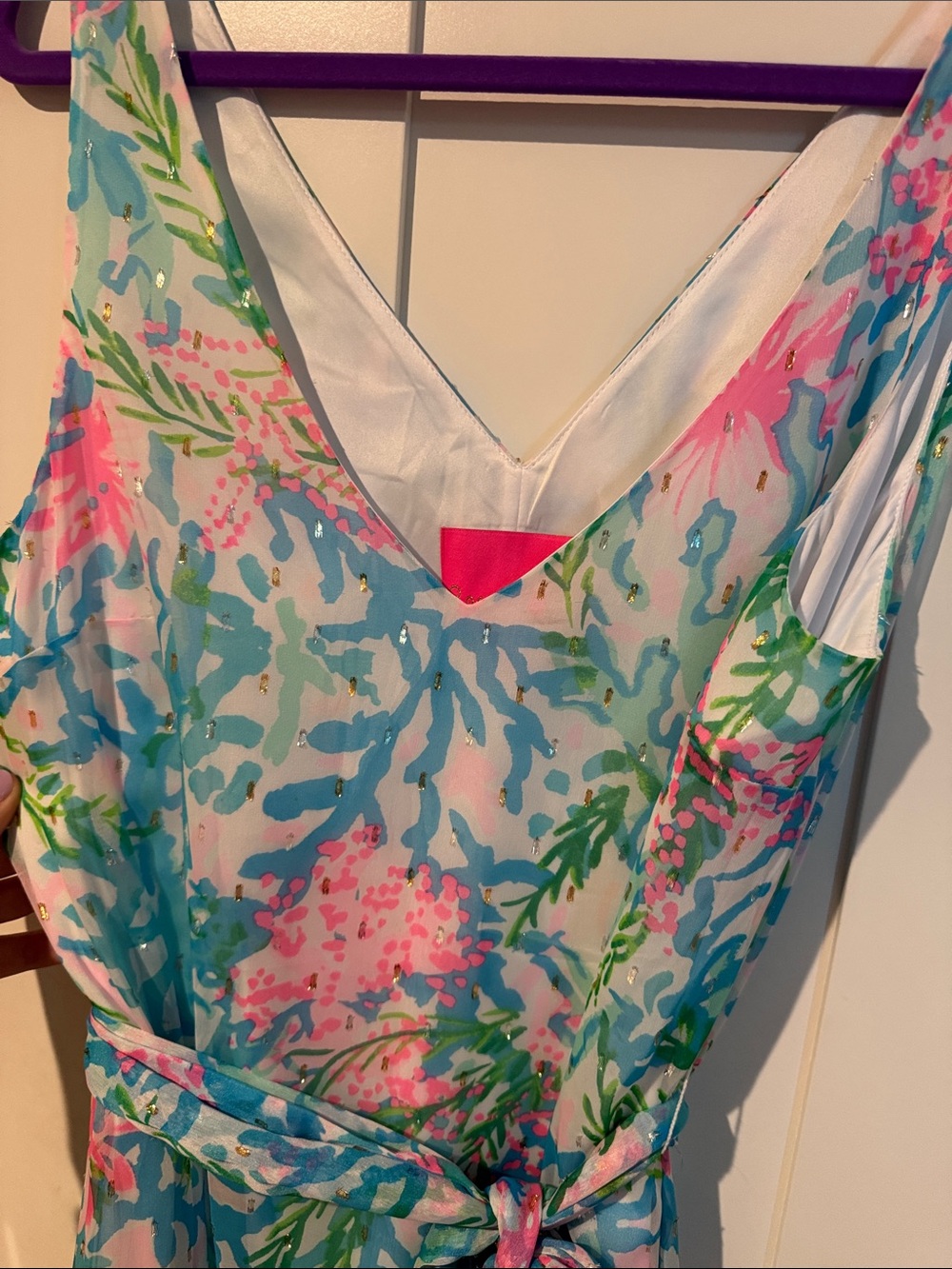 Lilly Pulitzer Aqua Pink Green Printed Maxi Dress - Picture 3 of 4